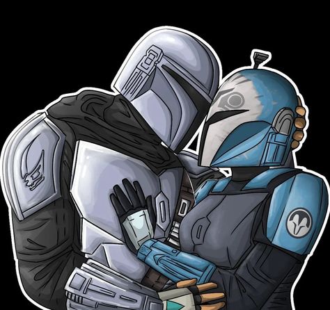 Mandolorians Fanart, Bo Katan Fan Art, Bo Katan And Din Djarin Fanart, Din X Bo Katan, Mandalorian Couple, Din Djarin And Bo Katan, Din Djarin X Bo Katan, Bo Katan And Din Djarin, Din Jarin