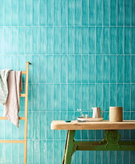 Bathroom Turquoise Bathroom Tiles, Aqua Tiles, Teal Tile, Turquoise Bathroom, Turquoise Tile, Mandarin Stone, Teal Bathroom, Natural Stone Tiles, Black Interior Doors