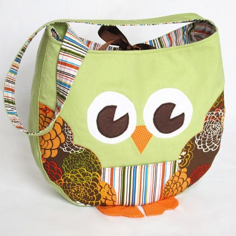 Funky Little Owl Bag, immediate download of pdf sewing pattern Pochette Diy, Owl Bags, Owl Purse, Owl Bag, Slouch Bags, Owl Crafts, Sewing Purses, Bag Patterns To Sew, Sewing Bag