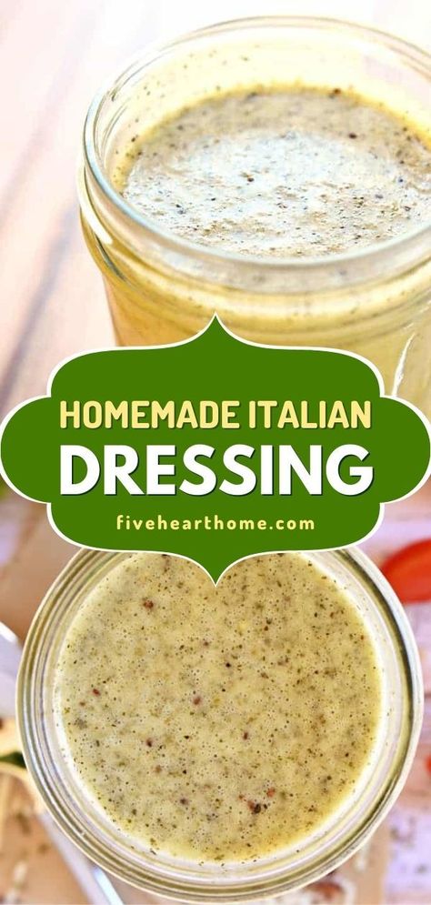 There's so much to love about this Italian dressing recipe! Not only is it easy to prepare with all-natural ingredients, but it is also deliciously zippy and zesty. Plus, this homemade dressing for salads is also an excellent marinade! House Italian Dressing Recipe, Submarine Dressing Recipe, Sub Dressing Recipe, Submarine Dressing, Italian Salad Dressing Homemade, Healthy Sauce Recipes, Italian Dressing Recipe, Italian Dressing Recipes, Homemade Dressings