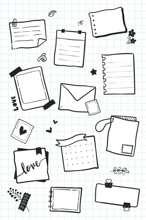 Planner doodle collection vector | free image by rawpixel.com / Chayanit Hand Drawn Doodles, Planner Doodles, Notebook Doodles, Kraf Kertas, Collection Illustration, Bullet Journal Banner, Desain Buklet, Bullet Journal Notes, Bullet Journal Paper