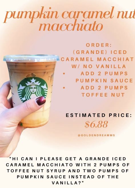 Toffee Nut Starbucks Iced Coffee, Toffee Nut Starbucks, Starbucks Fall Drinks, Coffee Orders, Starbucks Secret Menu Recipes, Nespresso Recipes, Cold Starbucks Drinks, Starbucks Orders, Secret Starbucks Recipes