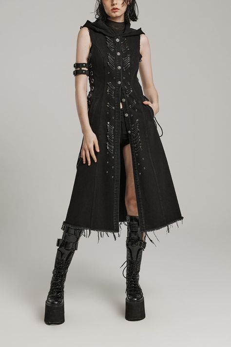 Fabric: Polyester, Cotton Color: Black Sleeve Length: Sleeveless Style: Steampunk Clothing Type: Vest Include: Vest*1 (Any of the accessory is not included.) Size(IN) Length Bust Waist Shoulder Across Hem XS 45.28 33.86 29.92 14.17 61.42 S 45.67 35.83 31.89 14.69 63.39 M 46.06 37.80 33.86 15.20 65.35 L 46.46 39.76 35.83 15.71 67.32 XL 46.85 41.73 37.80 16.22 69.29 2XL 47.24 43.70 39.76 16.73 71.26 3XL 47.64 45.67 41.73 17.24 73.23 4XL 48.03 47.64 43.70 17.76 75.20 Size(CM) Length Bust Waist Shoulder Across Hem XS 115 86 76 36 156 S 116 91 81 37.3 161 M 117 96 86 38.6 166 L 118 101 91 39.9 171 XL 119 106 96 41.2 176 2XL 120 111 101 42.5 181 3XL 121 116 106 43.8 186 4XL 122 121 111 45.1 191 Assassin Clothes Women, Medieval Modern Fashion, Gothic Dystopia, Mage Outfit Female, Necromancer Outfit, Modern Steampunk Fashion, Rogue Outfit, Assassin Clothing, Goth Vest