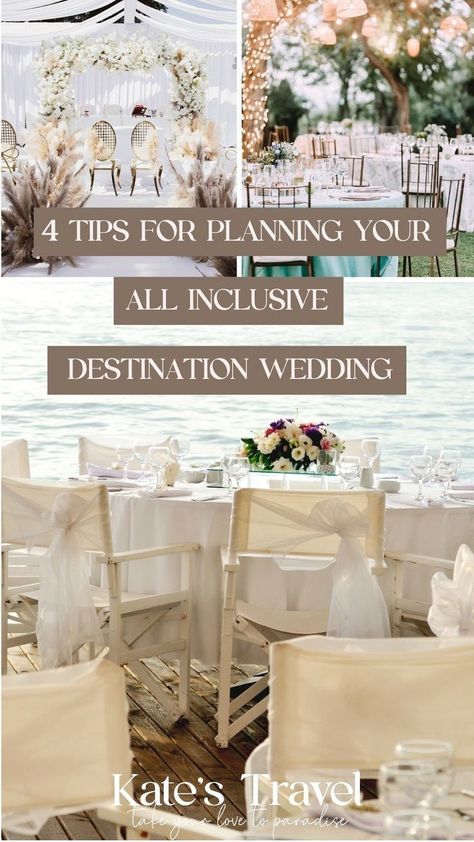 Are you looking to book a destination wedding then take a look at these handy tips to plan your all inclusive destination wedding by Kates Travel. As a destination wedding travel agent & expert Kate can help you find the perfect all inclusive destination wedding locations to have the perfect destination wedding in Mexico or a destination wedding in Dominican Republic. Whether you want a small family destination wedding or a large destination wedding #wedding #destinationwedding Destination Wedding Mexico Riviera Maya, All Inclusive Destination Wedding, Destination Wedding Dominican Republic, Boutique Hotel Wedding, Best Destination Wedding Locations, Destination Wedding In Mexico, Destination Wedding Caribbean, Hawaii Beach Wedding, Wedding In Mexico