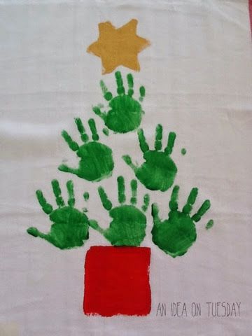 Printed Tea Towel This is a gift that the children can make for their parents for Christmas that is easy to make and a lovely keepsake. ... Tree Activities For Kids, Christmas Tree Activities, Tree Activities, Tea Towels Crafts, Handprint Christmas Tree, Tea Towels Diy, Handprint Christmas, Christmas Hand Towels, Tea Towel Gift