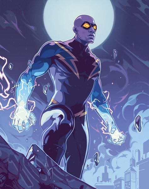 Black Lightning Dc, Black Lightning Static Shock, Jefferson Pierce, Lightning Art, Lightning Powers, Black Superheroes, Superhero Stories, Black Lighting, Dc Rebirth