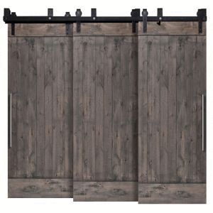 Barn Door Double, Diy Panel Door, Dutch Doors Exterior, Bypass Barn Door Hardware, Vertical Slats, Bypass Barn Door, Barn Door Closet, Bifold Barn Doors, Barn Door Track