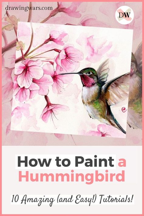 Hummingbird And Flower Painting, Painting Hummingbirds Ideas, Painting Of Hummingbird, Humming Birds Painting, Painting A Hummingbird, Rock Painting Ideas Hummingbird, Hummingbird Painting Acrylic Canvases, How To Paint A Hummingbird Acrylic, How To Paint Hummingbirds