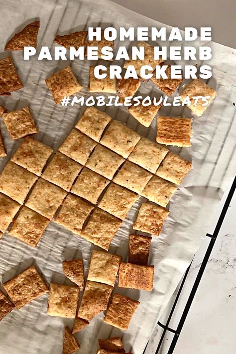 These crackers are flaky, crispy, and loaded with the irresistible taste of parmesan cheese, garlic, and herbs. Whether you’re planning a casual get-together, a movie night, or simply want a tasty snack to enjoy, these crackers are the perfect choice. Garlic Parmesan Crackers, Parmesan Crackers, Baked Crackers, Easy To Make Snacks, Parchment Paper Baking, Cracker Recipes, Cheese Crackers, Homemade Snacks, Vegetarian Cheese