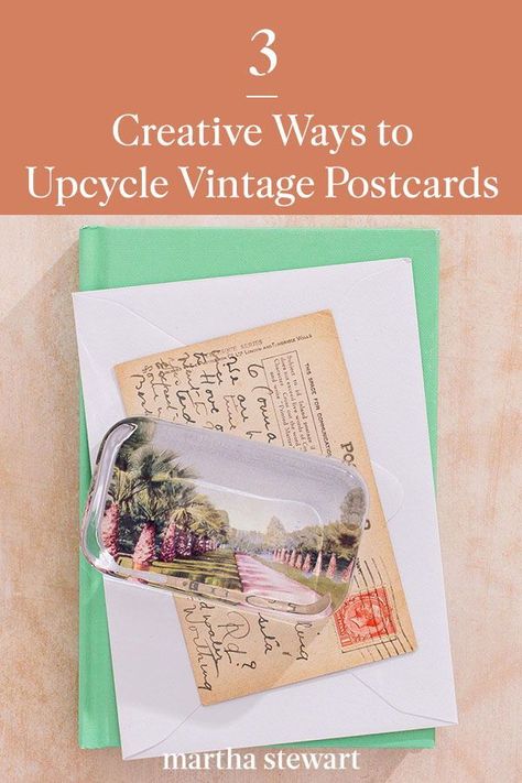 You can turn your collection of travel souvenirs into one-of-a-kind mementos or as handmade gifts for those who love to travel. #marthastewart #crafts #diyideas #easycrafts #tutorials #hobby Post Card Ideas Creative, Creative Scrapbook Ideas, Upcycle Vintage, Creative Scrapbook, Custom Desk, For Scrapbook, Wood Puzzles, Flea Market Finds, Travel Souvenirs