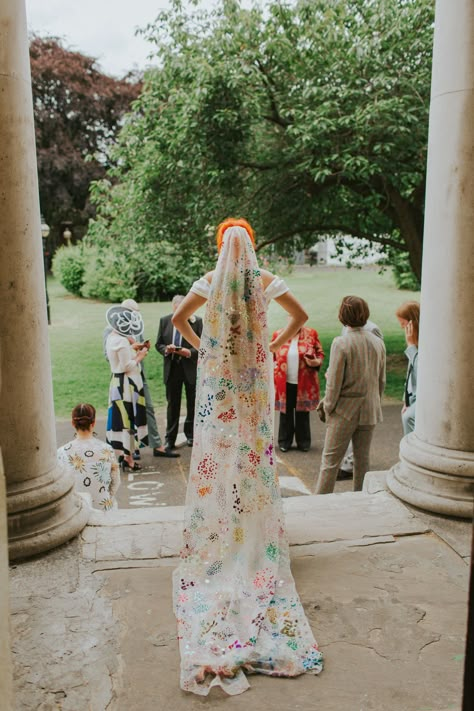 Unique London Wedding, sequin wedding veil, unique veils, embroidered veils, modern bride, boho bride, long wedding veils, unique bridal fashion Sequin Veil, Quirky Wedding, Veil, A Woman, Sequin