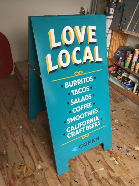 Small Restaurant Ideas, Sandwich Board Signs, Bbq Shop, Surf Coffee, Sign Painter, Sidewalk Sign, Chalk Sign, Sandwich Board, Graphic Design Collection