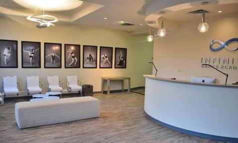 Dance Studio Waiting Room, Dance Studio Front Desk, Dance Studio Reception Area, Dance Studio Waiting Area, Dance Studio Lobby Waiting Rooms, Dance Studio Reception, Dance Room Ideas, Dance Studio Room, Dance Studio Ideas