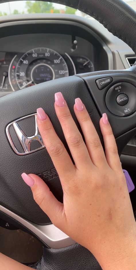 Pink Abstract Nails Square, Coffin Baby Pink Nails, Basic Nails Pink, Simple Nails Coffin, Clear Pink Acrylic Nails, Nexgen Nails, Baby Pink Nails, Cute Simple Nails, Ombre Acrylic Nails