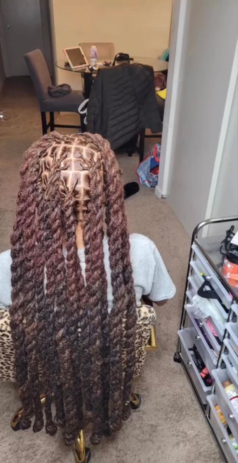 Cornrows Locs Black Women, Braided Loc Hairstyles, Styling Long Locs Black Women, Knotless Braids On Locs, Jumbo Twists Over Locs, Loc Styles For Black Women Long, Loc Vacation Styles, Versatile Loc Styles, Jumbo Braids Over Locs