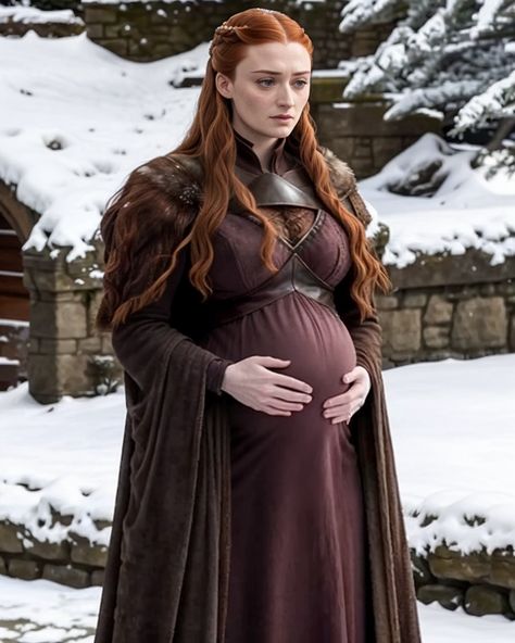 Sansa Stark Pregnant, Pregnant Warrior, Sansa Stark Art, Sansa Stark Queen, Game Of Thrones Sansa, Pretty Pregnant, Gra O Tron, Viking Woman, Powerful Energy