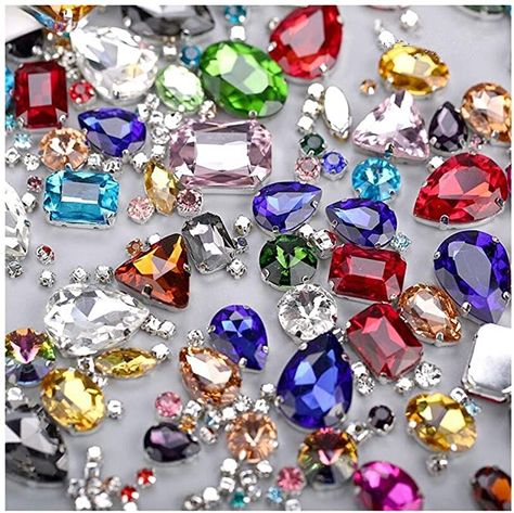 Amazon.com: Sew On Rhinestones, Choupee 130PCS Sew On Glass Rhinestone Metal Back Prong Setting Sewing Claw Rhinestone Mixed Shapes for Costume, Clothes, Garments, Dress, Earring, Belt and Shoes Diamond Clothing, Rhinestone Wedding Dress, Rhinestone Outfit, Diy Trim, Kraf Diy, Wedding Dress Shoes, Rhinestone Wedding, Sewing Trim, Creative Hobbies