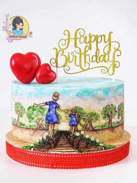 A relationship and an intimate link between mother and daughter … Two hearts in one entity Free hand painting creating cake https://www.facebook.com/groups/464163973643787/ https://www.facebook.com/Sokkar-Sweet-1707594716128782/ Mother And Daughter Birthday Cake, Birthday Cake For Mum, Birthday Cake For Daughter, Cake Frosting Designs, Mother Birthday Cake, Free Hand Painting, Emoji Birthday Cake, Baby Shower Cake Decorations, Cake Drawing