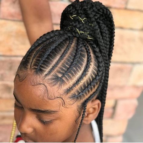 Cuban Twist Hair, Black Kids Braids Hairstyles, Cornrow Ponytail, Different Curls, Feed In Braids Hairstyles, Braids Hairstyles Pictures, Braided Cornrow Hairstyles, Braided Ponytail Hairstyles, Feed In Braid