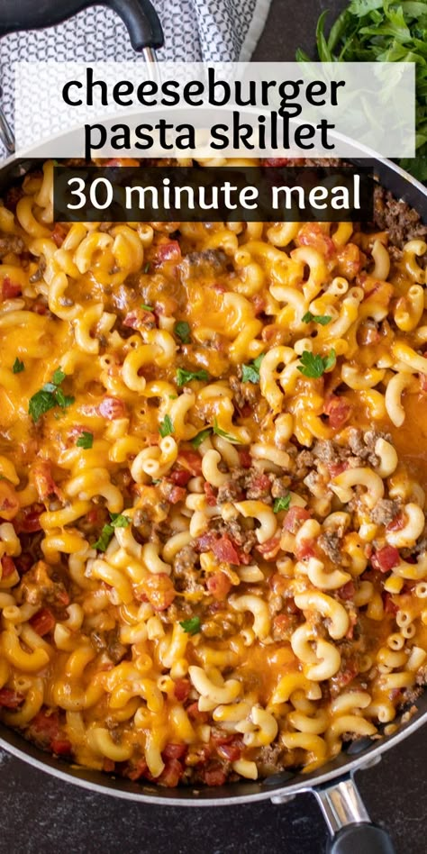 Cheeseburger Pasta Skillet, Cheesy Chicken Pasta, Pasta Skillet, Hamburger Dishes, Cheeseburger Pasta, Comfort Pasta, Ground Beef Pasta, Easy Skillet Meals, Skillet Pasta