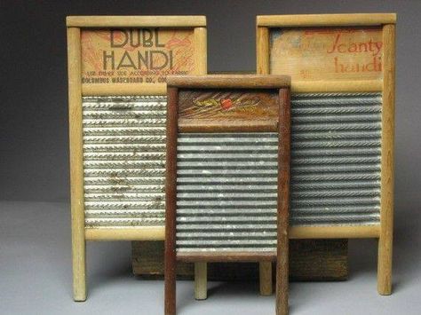 I remember Nanny doing laundry on one of these and in a big washbin. water was hauled up from the spring by Grandpa... Old Washboards, Wood Items, Vintage Laundry, Laundry Decor, Vintage Memory, Washing Machines, Chicken Coop, The Good Old Days, Vintage Love