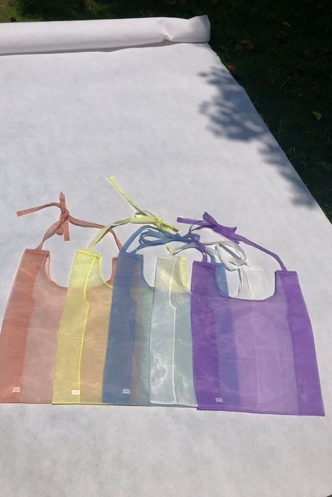 Transparent light clear organza tote shoulder bag # Organza tote#Gift bag#Summer fashion Plastic Bag Design, Fruit Basket Gift, Storefront Design, Silk Bag, Transparent Bag, Organza Fabric, Favor Bag, Fruit Basket, Body Bag