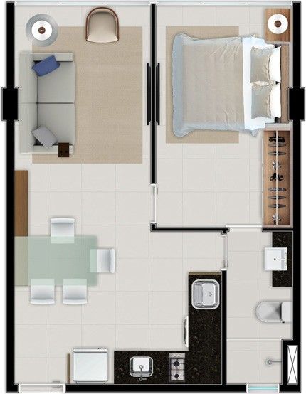 5x5m House Plan, Studio Apartment Floor Plans, Small Apartment Interior, Small House Floor Plans, House Floor Design, Apartment Floor Plans, Studio Apartment Layout, Tiny House Floor Plans, House Construction Plan