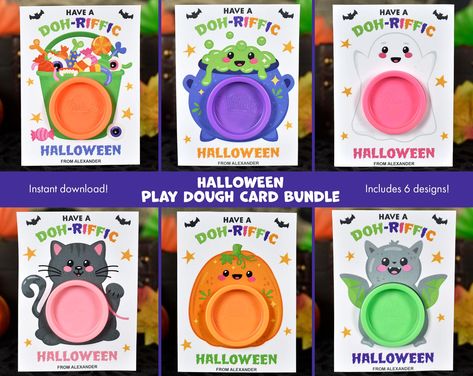 Playdoh Halloween Printable Playdoh cards. These fit the mini Play-doh tubs 28g/1oz Play doh not included This is provided as a digital PDF that you can download and print using your own printer.  NO PRINTED MATERIALS will be shipped. You may print as many as you need! Available in both US and UK paper formats. For personal use only.  Files are in a zip folder Instant Download Delivery After the payment successfully processes, you will receive an automatic email notification from Etsy letting yo Halloween Playdoh Favor, Playdoh Printables, Halloween Playdoh, Play Dough Party, Diy Play Dough, Playdough Party, Gift Card Printable, Candy Card, Halloween Class Party