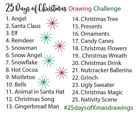 #draw #drawingchallenge #drawing #christmas #xmas #25daysofchristmas Christmas Prompts Drawing, 25 Days Of Christmas Drawing Challenge, Christmas Oc Challenge, Christmas Drawing Prompts, Christmas Sketch Ideas Creative, Christmas Art Challenge, Christmas Oc Drawing, Christmas Drawing References, December Drawing Challenge