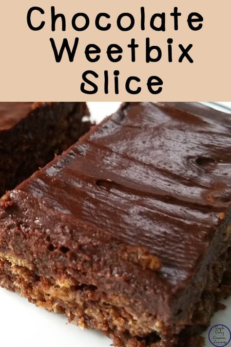 Chocolate Weet-Bix Slice - Simple Living. Creative Learning Weetabix Slice, Weetbix Recipes, Weetabix Cake, Weetabix Recipes, Chocolate Weetbix Slice, Maori Songs, Weetbix Slice, Slice Recipes, Florentines Recipe