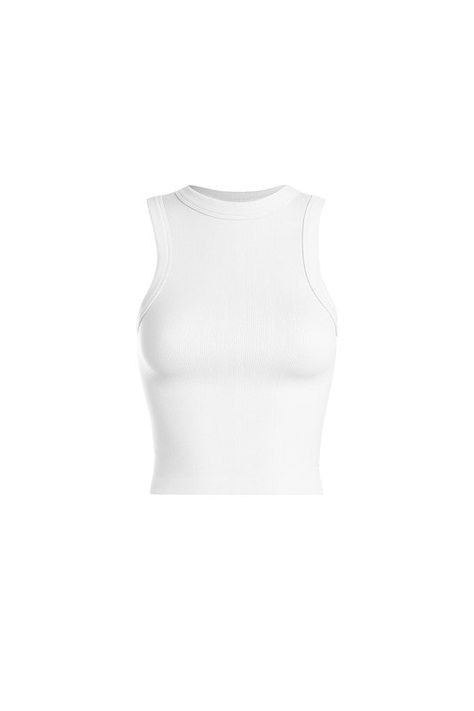 STYLED BY ALX COUTURE MIAMI BOUTIQUE Caramel Rib Comfy Thick Full Tank White Tank Top Png, White Top Png, Tank Top Aesthetic, White Tank Top Outfit, Top Png, Tank Tops White, White Ribbed Top, Clothing Png, Light Grey Leggings