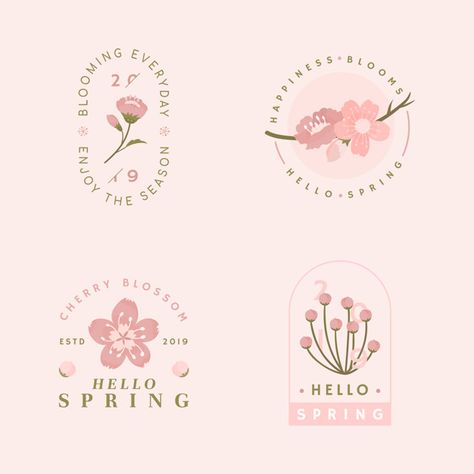 Blossom Logo Design, Cherry Logo Design, Cherry Blossom Logo, Sakura Logo, Blossom Logo, Cherry Blossom Vector, Spring Logo, Black Sakura, Blossom Background