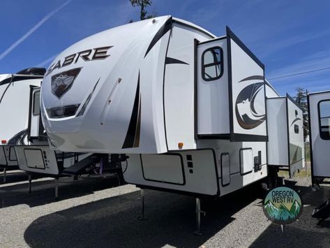 New 2024 Forest River RV Sabre 32GKS Fifth Wheel at Oregon West RV | Creswell, OR | #N876 Fifth Wheel Toy Haulers, Luxury Rv Living, New Travel Trailers, Used Travel Trailers, Rv Types, Forest River Rv, Used Rv, Luxury Rv, Used Rvs