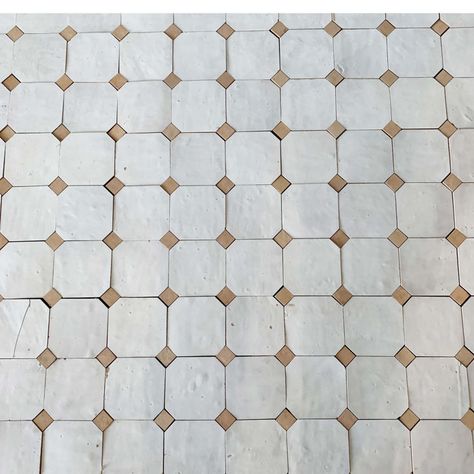 Moroccan Mosaic Tile House Bouchon Zellige 12" x 12" Mosaic Wall Tile | Wayfair Octagon Tile Floor, Mosaic Bathroom Floor, Tile Terracotta, Square Mosaic Tile, Tile House, Handcrafted Tile, Mosaic Bathroom, Tile Saw, Zellige Tile