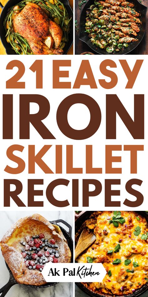 Cast iron skillet recipes are perfect for easy one-pan meals. Discover easy cast iron meals that simplify cooking. From hearty breakfast skillet recipes to savory cast iron pizza recipes, we've them all. Explore electric skillet recipes for quick and easy family dinners, including ground beef skillet meals and healthy cast iron recipes. These versatile one-skillet meals make dinner prep a breeze, allow you to create family dinners with minimal cleanup. Get inspired with these cast iron recipes. One Pan Cast Iron Skillet Recipes, How To Use A Cast Iron Skillet, Recipes With Cast Iron Skillet, Healthy One Skillet Meals, Beef Skillet Meals, Skillet Meals Healthy, Healthy Cast Iron Skillet Recipes, Cast Iron Pan Recipes, Electric Skillet Meals