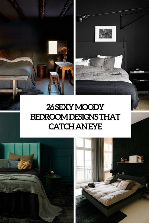 Dark Moody Attic Bedroom, Dark Color Small Bedroom, Primary Bedroom Ideas 2023 Moody, Dramatic Small Bedroom, Black And Blue Master Bedrooms Decor, Dark Blue Bedroom Ideas For Couples, Moody Small Bedroom Ideas, Dark Moody Master Suite, Dark Bedroom Makeover