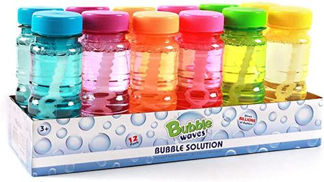 Amazon.com: Big Bubble Bottle 12 Pack - 4oz Blow Bubbles Solution Novelty Summer Toy - Activity Party Favor Assorted Colors Set : Toys & Games Big Bubble Wand, Blow Bubbles, Big Bubble, Bubble Bottle, Bubble Fun, Bubble Maker, Toddler Birthday Party, Dinosaur First Birthday, Big Bubbles