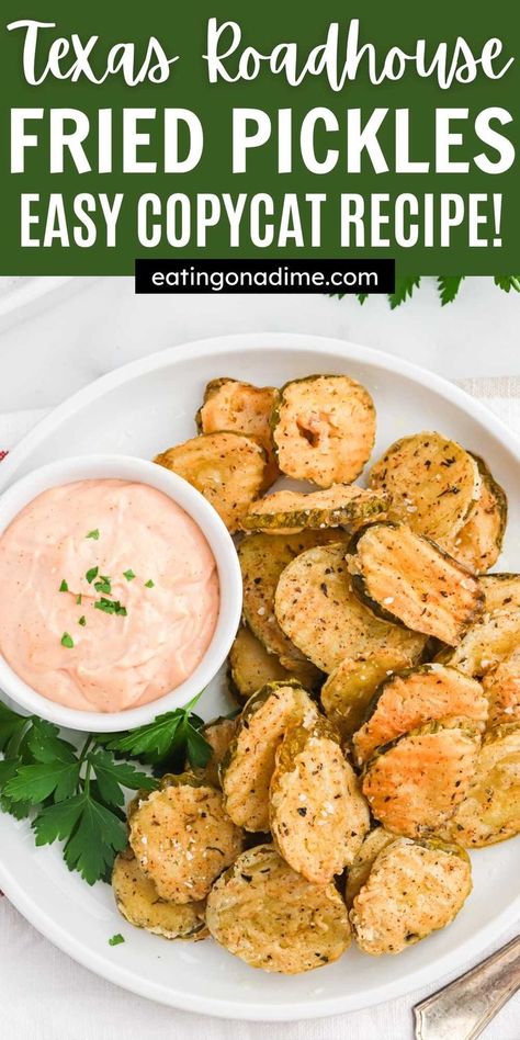 Easy To Follow Recipes, Fried Pickle Sauce, Texas Roadhouse Fried Pickles, Hooters Fried Pickles, Oven Fried Pickles, Easy Fried Pickles, Fried Pickle Chips, Pickle Dip Recipe, Fried Dill Pickles