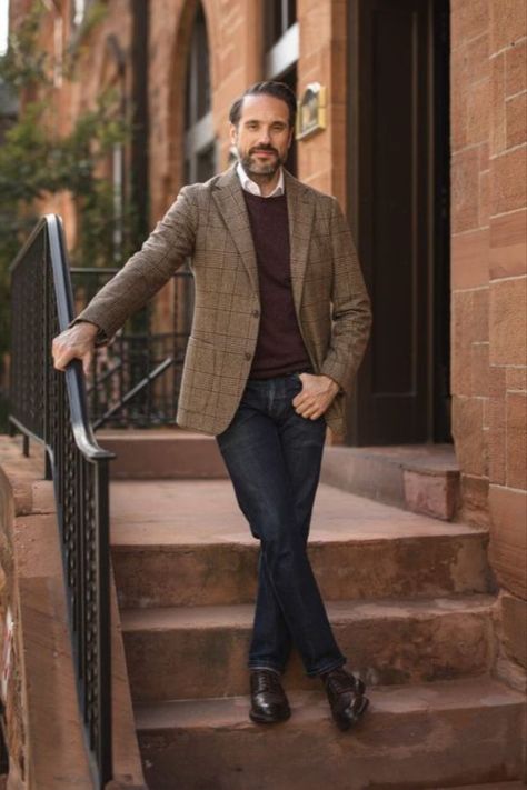 Brown Blazer Outfit Men, Sports Coat Outfit Men, Casual Blazer Outfits Men, Mens Fall Sweaters, Sports Jacket Outfit, Tweed Jacket Men, Brown Coat Outfit, Sport Coat Outfit, He Spoke Style