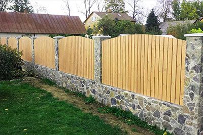 Image result for stone and wood fence Rock And Wood Fence, Stone And Wood Fence Ideas, Diy Stone Fence, Stone And Wood Fence, Stone Wall Outdoor Fence, Brick And Wood Fence, Stone Fence Ideas, Rock Fence, Privacy Trellis