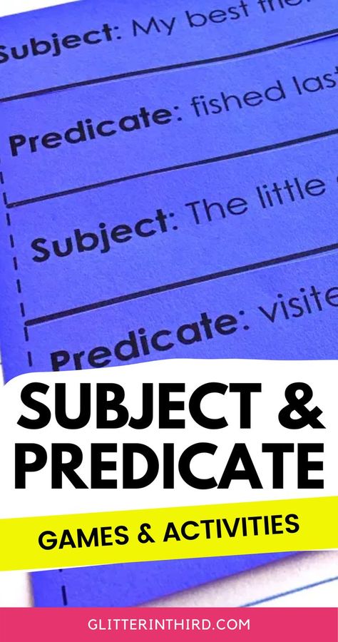 Subject Predicate Activities, Subject And Predicate Activities, Subject And Predicate Games, Complete Sentences Activities, Noun Town, Simple Subject And Predicate, Complete Subject And Predicate, Simple Predicate, Subject Predicate