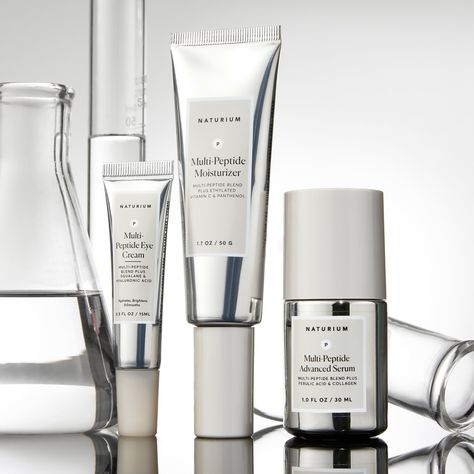 Unlock more radiant skin with our peptide power bundle. After cleansing, apply Multi-Peptide Advanced Serum to help firm, lift and brighten skin. Follow with Multi-Peptide Moisturizer and Multi-Peptide Eye Cream to leave skin feeling soft, supple and hydrated. Multi-Peptide Advanced Serum: Our powerful serum is formulated with an advanced multi-peptide blend, including encapsulated copper peptides and Argireline® Amplified peptide, to improve texture and reduce the appearance of fine lines and w Science Skincare, Peptide Moisturizer, Brighten Skin Naturally, Skincare Branding, Copper Peptides, Dna Repair, Firming Serum, Anti Aging Supplements, Diy Remedies