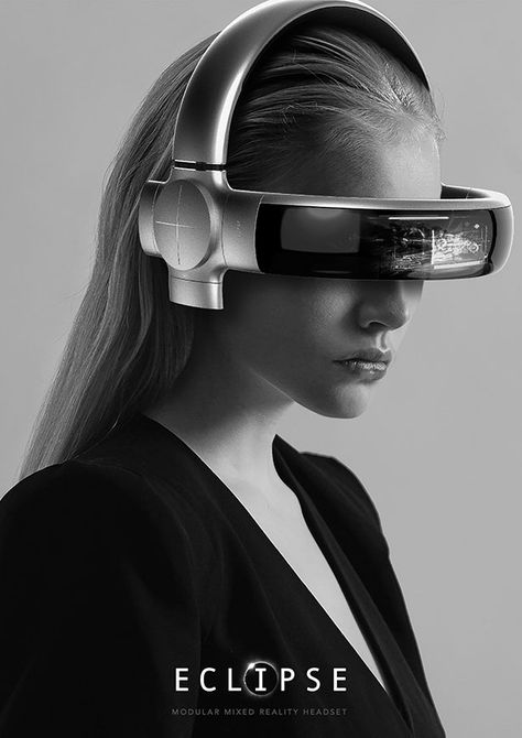 ECLIPSE is a smart personal terminal device that combines wireless headset and MR Glasses with opening module features, a future smart platform. Future Glasses, Future Mood, Smart Person, Futuristic Sunglasses, Vr Glasses, Arte Robot, Smart Glasses, Futuristic Art, Vr Headset