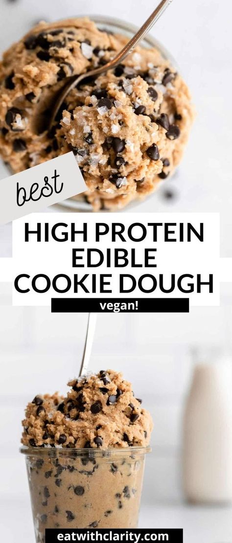 Protein Cookie Dough - Eat With Clarity Low Calorie Cookie Dough, Protein Baked Goods, Banana Bread Simple, Protein Cookie Dough Recipe, Cookie Brownie Recipes, Gluten Free Snack Recipes, Healthy Protein Desserts, Protein Chocolate Chip Cookies, Protein Powder Cookies