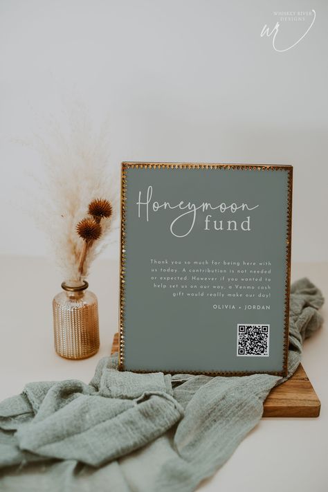 Wedding QR Code Honeymoon Fund Sign Template INSTANT DOWNLOAD editable, Sage Green Wedding Sign, Wedding Wishing Well, Venmo Gift WR007 by WhiskeyRiverAU on Etsy Honeymoon Fund Sign, Wedding Polaroid, Wedding Table Sign, Photo Polaroid, Honeymoon Fund, Sage Wedding, Signing Table Wedding, Photo Guest Book, Sage Green Wedding