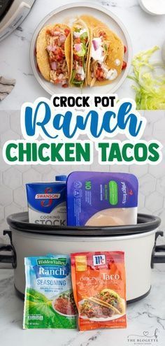 Crock Pot Ranch Chicken Tacos are what's for dinner tonight! Chicken breasts, taco seasoning, ranch seasoning, and chicken broth are all you need. This shredded chicken is so flavorful, tender, and tasty! Enjoy an easy dinner recipe that the family will love! Crockpot Shredded Chicken Tacos, Crock Pot Ranch Chicken, Ranch Chicken Tacos, Ranch Chicken Crockpot, Ranch Seasoning Recipes, Chicken Ranch Tacos, Amazing Slow Cooker Recipes, Shredded Chicken Crockpot, Crockpot Chicken Breast