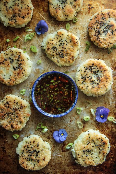 Crispy Rice Cakes - Heather Christo Air Fryer Rice Cakes, Crispy Rice Cakes, Vegetarian Asian, Comfort Meals, Rice Cake Recipes, Crispy Rice, Leftover Rice, African Recipes, Asian Inspiration