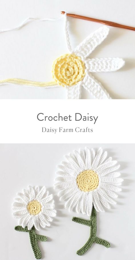 Free Pattern - Crochet Daisy Crochet Herbs Pattern, Crochet Bunting Free Pattern, Daisy Farm Crafts, Daisy Farm, Crochet Puff Flower, Crochet Potholder Patterns, Crochet Bunting, Confection Au Crochet, Crochet Flowers Free Pattern