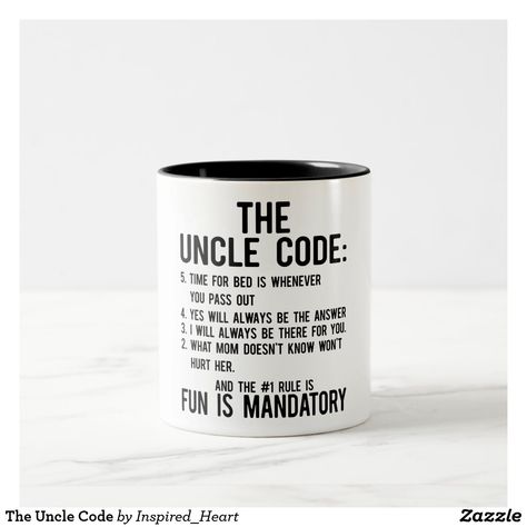 The Uncle Code Two-Tone Coffee Mug Christmas Gifts For Uncles, Gifts For Uncle, Uncle Gifts, Funny Mugs, Diy Business, Valentine Day Cards, Gaming Wall Art, Craft Party, Wedding Stationery