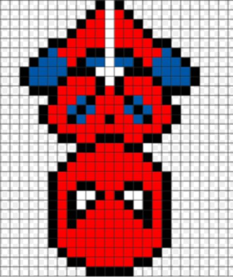 Pixel Art Aesthetic Easy, Spiderman Pixel Art, Marvel Cross Stitch, Melty Bead Designs, Pixels Art, Piskel Art, Graph Paper Drawings, Easy Pixel Art, Pixel Drawing